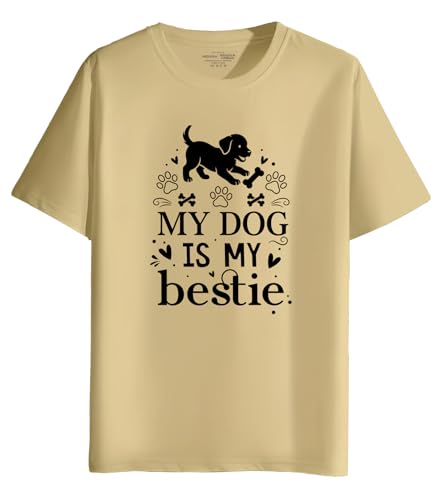 Image of INDISSH T-Shirt for Man | Regular and Plus Size Upto 7XL | Pet Lover Graphic Printed | Round Neck Cotton Fabric Regular fit Casual T-Shirt for man - RNM-DOGBESTIE-PAR
