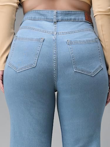 Image of Miss Chase A+ Women's Wide-Leg High Rise Regular-Length Stretchable Denim Jeans
