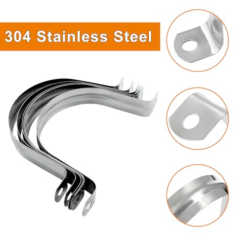 Image of Biaungdo M75 Rigid Pipe Strap, 3 Inch Stainless Steel, 12 Pcs | Two Hole Strap, U Bracket Pipe Clamps, Heavy Duty Conduit Clamps, Tension Tube Clip Cable Clamp Hanger