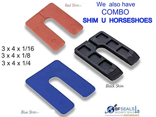 Image of Plastic Structural Shim Horseshoes U Shape, Size: 3 inch x 4 inch x 1 /8 inch,. Pack of 60 Pcs. Red Color, Made in U.S.A. Levelers for Window & Door Shims. BFSEALS Free & Quick Shipping from USA