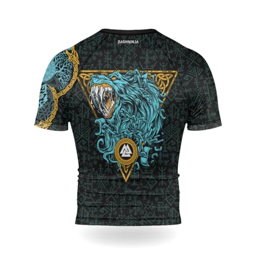 Viking Compression Shirts Men Short Sleeve Rash Guard Base Layer Athletic Fit for BJJ MMA Jiu Jitsu Workout3