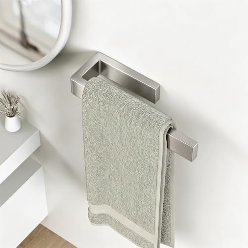Image of HUFEEOH Hand Towel Holder, Stainless Steel Bathroom Towel Holder Towel Bar, Silver Dish Towel Hanger Wall Mount Heavy DutyTowel Racks for Bathroom