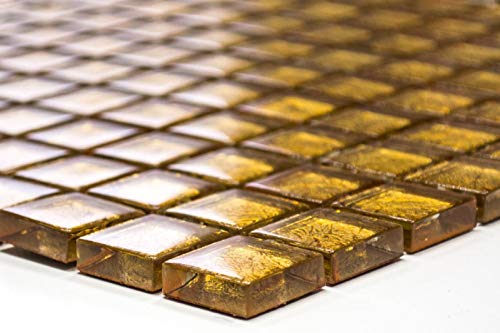 Mos120-0782 - Piastrella in vetro con struttura a mosaico, colore: oro