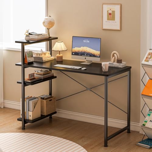 Catálogo para Comprar On-line Escritorios y mesas para ordenador , tabla con los diez mejores. 42 Lafulaifu Escritorio de Estudio con Estanterías, Escritorios de Oficina en Casa y Estaciones de Trabajo Mesa de Ordenador 100 * 45 CM (Negro)