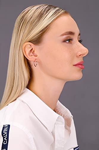 Image of 14K Rose Gold Classic Shiny Polished Round Hoop Earrings, 2mm tube