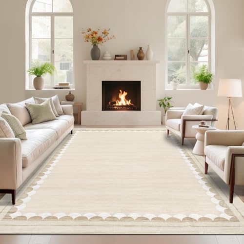 Tapete decorativo rectangular beige 8x10 pies miniatura 3