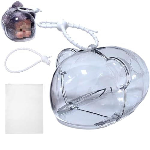 EALLOO Protective Case Compatible for Crybaby Wild but Cutie Series Blind Box Doll Transparent Acrylic Clear Bag Keychain Hanging Display Case,Storage Box Gift Doll Not Include (White)