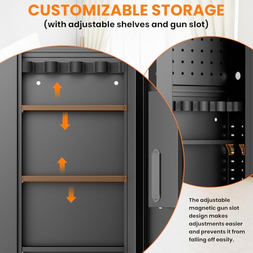 Image of 47.24 inch Wall Safe Between the Studs, Hidden Safe with Removable Pegboard, Wall Gun Safe with 3 Adjustable Shelves and Magnetic Slot (Black-Digital)