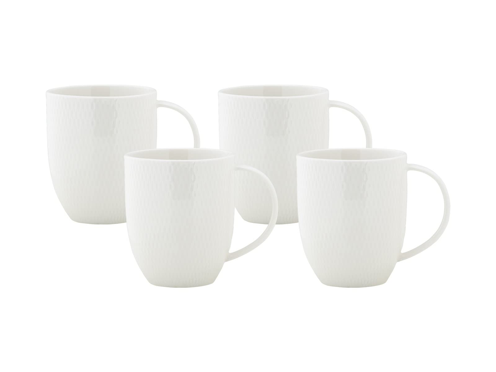 Maxwell & Williams White Basics Diamonds Coupe Mug 420ML Porcelain Set of 4 Gift Boxed