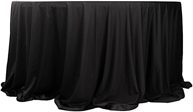 Miniatura 1 de Mantel redondo de poliéster de alta calidad de 132 pulgadas, color negro, para fiestas, bodas, eventos, recepción, catering, suministros para