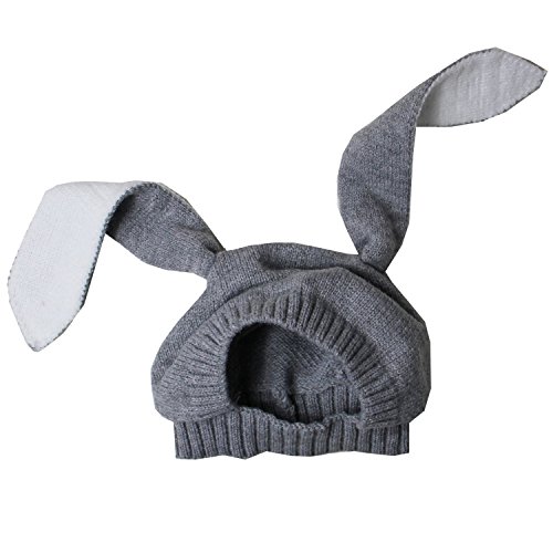 Kirei Sui Newborn Baby Easter Bunny Knit Mask Hat Gray