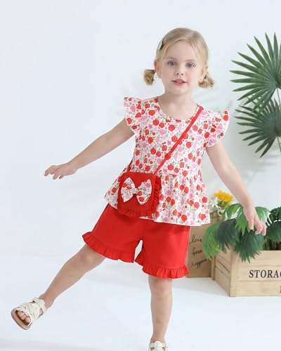 Image of Weebaby Toddler Girl Clothes Baby Summer Outfits Sleeveless Halter Top Ruffle Short Set Cute Kids Clothes Girls