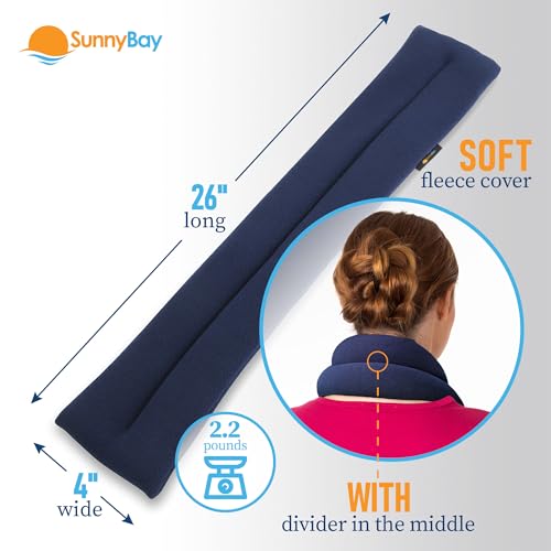 Microwavable Neck Heating Wrap, Extra Long, 25"x5", Heat Therapy Pad for Sore Neck & Shoulder Muscle Pain Relief – Thermal, Reusable, Non Electric Hot Pack Pads or Cold Compress, Navy Blue