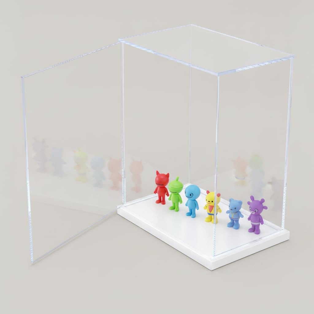 Vitrine Acrylique Transparente Porte Coulissante pour Figurines ction Maqutes Voitures Miniatures Protection Contre la Poussière pour Étagère Bureau, 50x25 cm