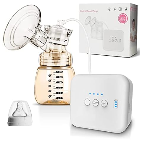 Electric Breast Pump PPSU Baby Bottle Portable Strong Suction Pain Free Breastfeeding Pump Ultra-Quiet Rechargeable for Travel&Home Backflow Protector BPA Free Cover