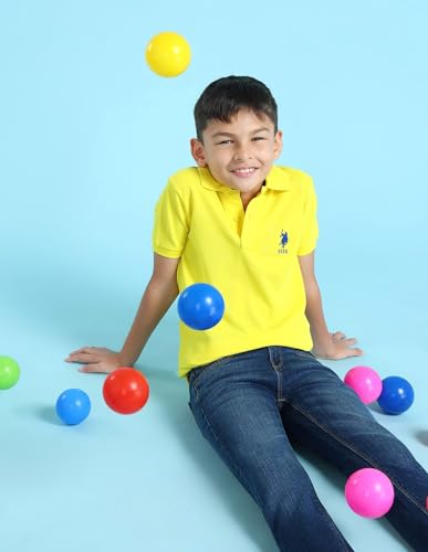 Image of U.S. Polo ASSN. Knitted Boys Polo T-Shirts - Soft Cotton Fabric, Ribbed Polo Collar, Regular Fit T Shirt for Kids
