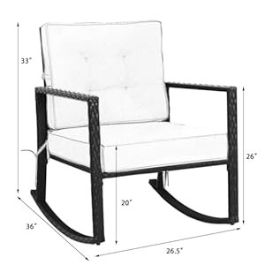 HAPPYGRILL Wicker Rocking Chair, Outdoor Patio Glider Chair with Heavy-Duty Frame, Thick Cushion, Rattan Rocking Chair for Backyard Garden Porch HAPPYGRILL Wicker Rocking Chair Outdoor Patio Glider Chair with Heavy Duty Frame Thick Cushion Rattan Rocking Chair for Backyard Garden Porch
