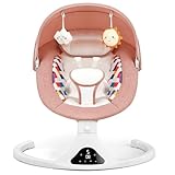 Baby Swings for Infants, Pink Infant Swing with 5 Speeds, 12 Soothing Melodies, Bluetooth & Remote Control, Portable Baby Swing for Indoor and Outdoor (Pink)