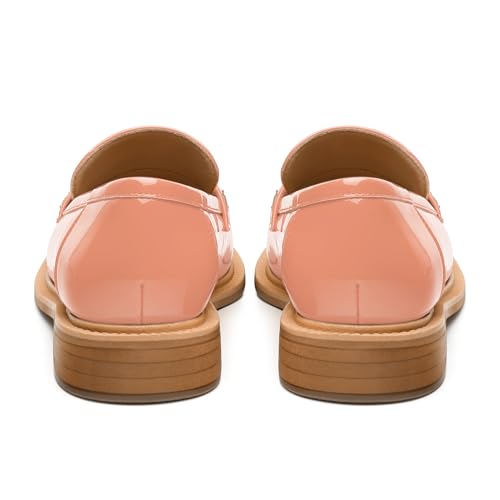 Image of JUSTDANNI Loafers for Women Slip On Shoes with Round Toe 1.2-Inch Low Chunky Block Heel Patent Comfortable Casual Dress Pump Shoes for Wedding Party Work Shopping Dating