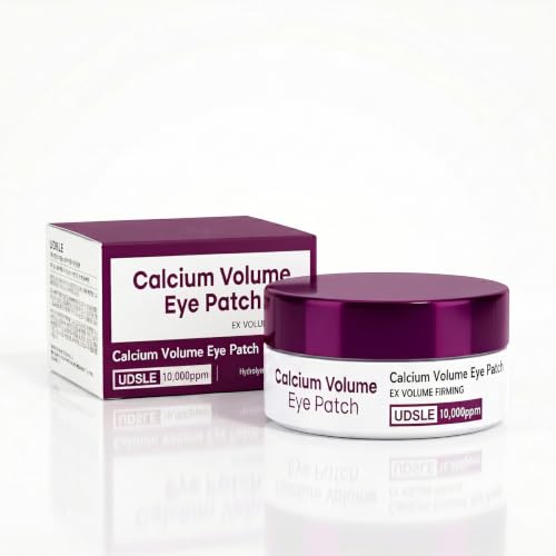 Udsle Calcium Volume Eye Patch, 60 Hydrogel Under Eye Masks with 10,000ppm REBORNIC, Firming and Smoothing Eye Patches for Puffiness and Tired Eyes, with Collagen and Hydrolyzed Elastin