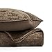 EVERGRACE Velvet Quilt Set King Size, Luxurious Soft Quilted Bedding Sets, Lightweight Velvet Comforter for All Season, Striped Channel Bedspread Coverlet with 2 Shams, Mushroom Brown