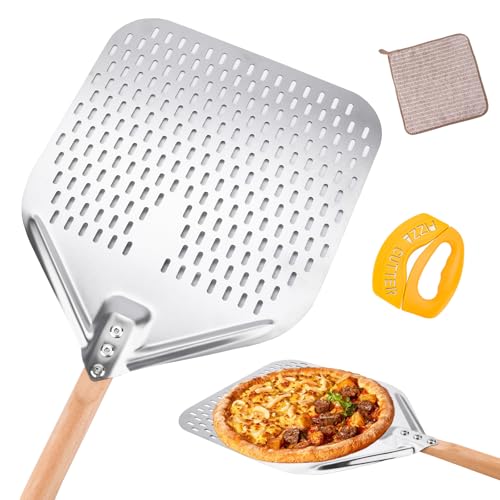 BBWELL Pizzaschieber aus Edelstahl, Pizzaschaufel Perforiert 12...