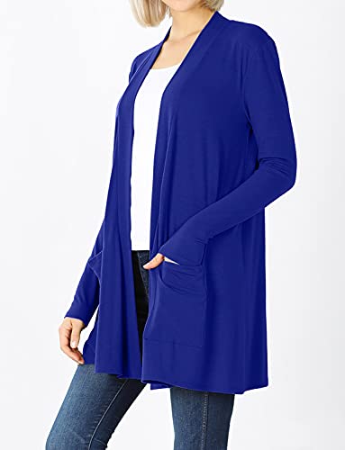 Image of Women's Open Front Cardigan Long Sleeve with Pockets Casual Outwear