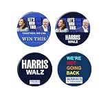 Kamala Harris & Tim Walz 2024 pins - Set of 4 buttons (2.25 inches)