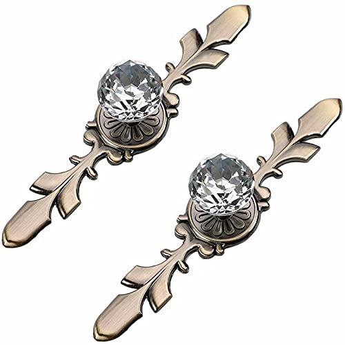 Frolahouse 2 Stück Diamant-Kristallgriffe mit Bronzeplatte (Länge 120 mm), Schuhbox-Knauf,Zieher, Möbelbeschläge Frolahouse 2 Stück Diamant-Kristallgriffe mit Bronzeplatte (Länge 120 mm), Schuhbox-Knauf,Zieher, Möbelbeschläge