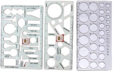 FIRST CLICK Science Stencil, 35 Circle Master Protractor, and Geometry Shapes Stencils, Set of 3 Pieces-image-3