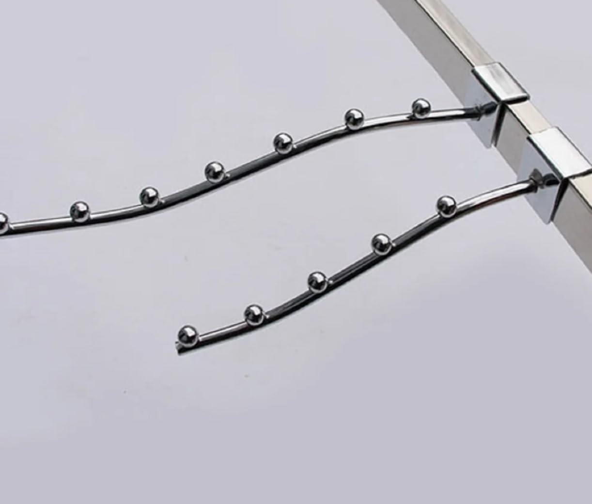 Q1 Beads Steel Tube Hanger 350 mm/14 inch Square Pipe Hooks Hanger for 15 mm Square Tube -Supermart Shelf Accessories(Chrome)-2 Pack-image-10