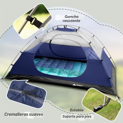 Miniatura 4 de Forceatt Tienda De Campaña 2 Personas, Con 100 A Prueba De Uv Viento Impermeable, Tienda De Techo De Doble Capa Portátil Ultraligera, Para Trekking, Camping, Playa, Aventura Etc