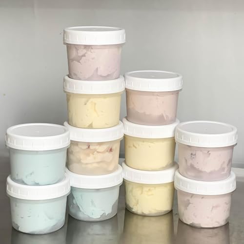 20 sztuk małych pojemników na żywność, plastikowe kubki 160 ml z szczelną pokrywką, wielokrotnego użytku, kubki do lodów, pojemniki na żywność, do kuchenki mikrofalowej i zamrażania