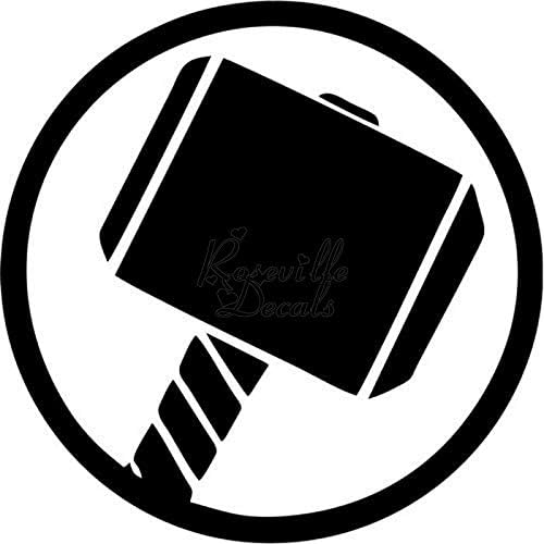 Thor Mjolnir Hammer Norse Vikings Vinilo adhesivo para decoración del hogar oficina vehículo ventana tamaño 8 pulgadas 7.9 in alto y color negro