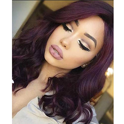 ANDRIA 99j Color Short Bob Glueless Natural Wave Synthetic Heat Resistant Fiber Hair Wig For Black Women Black Ombre Burgundy Hair Wigs 16 Inch