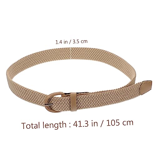 Elastic Woven Waist Belt for Men and Women Beige Braided Stretch Fabric Band for Jeans Casual Dresses Slimming Accessory for Parties and Daily Wear2