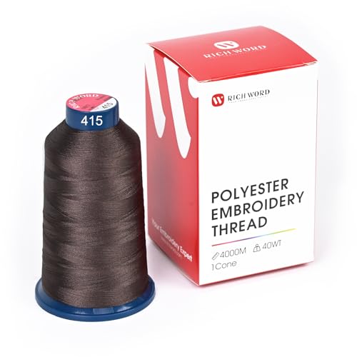 Image of Poolin Polyester Machine Embroidery Thread 4000M 40WT Espresso Brown 0415 | Smooth Feeding with Stable Tension for Clean, Consistent Stitching on Home and Commercial Embroidery Machines