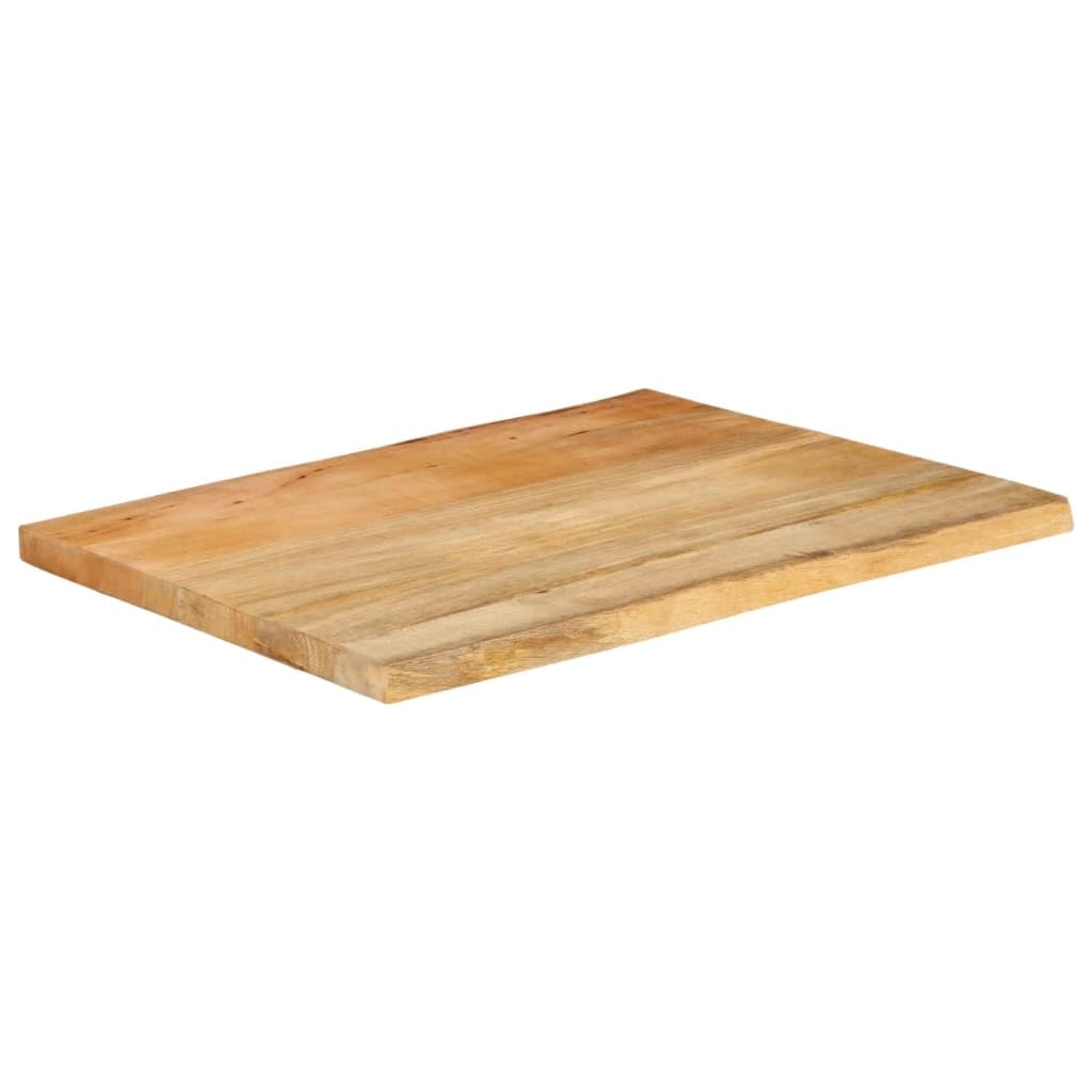Piano da tavolo in legno massiccio con bordo ad albero, 70 x 60 x 2,5 cm, finitura naturale in legno di mango, piano di lavoro rustico per scrivania e tavolo da pranzo, unico