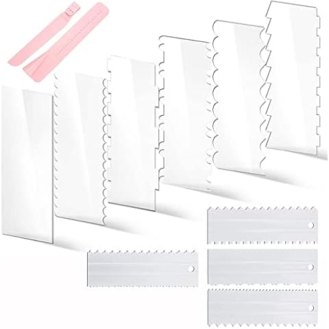 6 Pieces Acrylic Cake Scraper Set with 5pcs Adjustable Buttercream Smoother Scraper Tool, Decorating Comb Cake Edge Smoother Tool for Cake Cream Baking Bread Cover