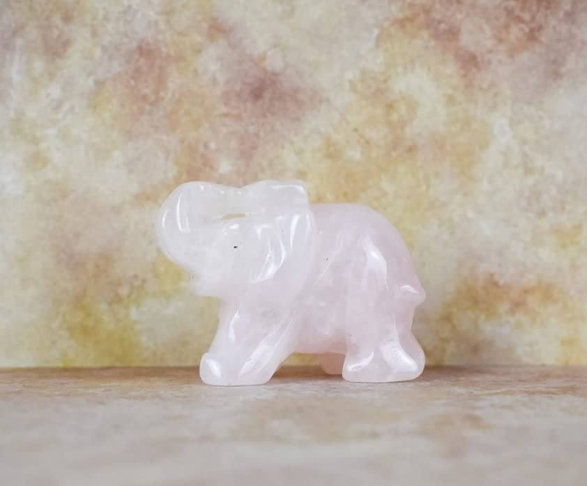 Hand Carved Elephant - Rose Quartz
