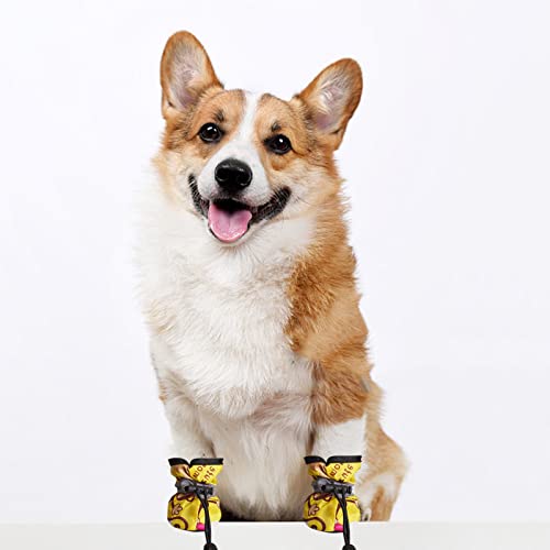 Hundeschuhe für Welpen, weiche Sohle, rutschfest, Haustier-Schuhüberzug, Haustierfuß, Hundesportzubehör, 4 Stück (Gelb, 1)