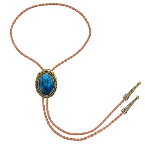 Image of GelConnie Native American Bolo Tie Rodeo Cowboy Leather Necktie Western Necklace Costume Accessories for Men,Women