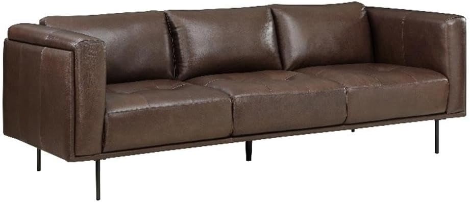 Lexicon Soren 18″ Modern Plywood and Leather Sofa in Brown
