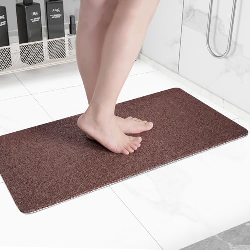 Hargiis Non-Slip Bathtub Mat, Anti Slip Shower Mat, Fast Drying Bathtub Mats, Foot Scrubber Mat, Anti Slip Mat for Tub, Floor, Bathroom, Kitchen, Home, Hotel (Brown 40"×28")