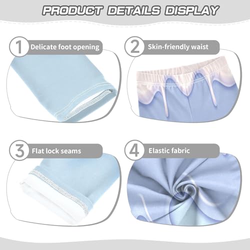 Girls' Leggings Ankle Length Printed Leggings Blue White Liquid Soft Comfortable Pants for Kids 4-10 Years4