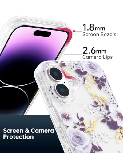 Coque iPhone 16 fleur de hibiscus violette SCORPIFY antichoc - 4