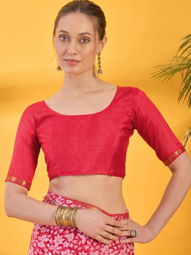 Image of SIRIL Women's Printed Chiffon Saree with Unstitched Blouse Piece