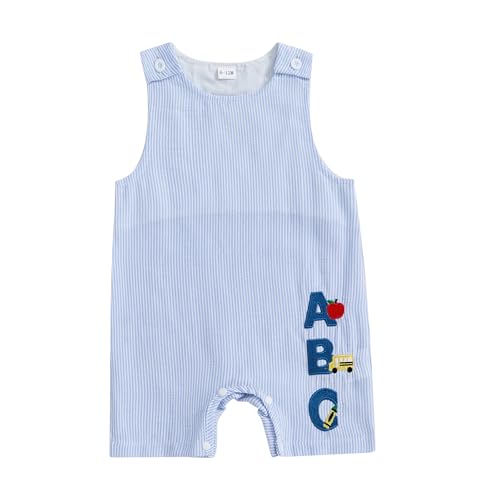 Back To School Newborn Baby Boy Clothes Apple Bus Pencil Romper Sleeveless Shortall First Day Of School Outfit