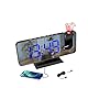 Radiowecker mit 180° Projektor,Projektionswecker für Schlafzimmer, Digitaluhr für Schlafzimmer 7 LED-Anzeige,USB/Type-C-Anschluss, 12/24H,Doppelalarm mit Wochenend/Wochentagsmodus, Snooze, Dimmer