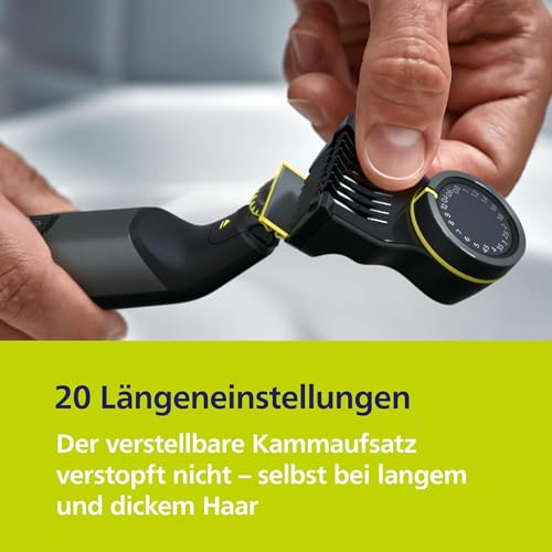 PHILIPS OneBlade Pro 360 Face & Body - elektrischer Rasierer, Trimmer & Bodygroomer, 2x 360 Klingen, Präzisionskamm, 2x Körperaufsätze, Reisetasche, Ladestation, für Gesicht & Körper (QP6652/30) 5